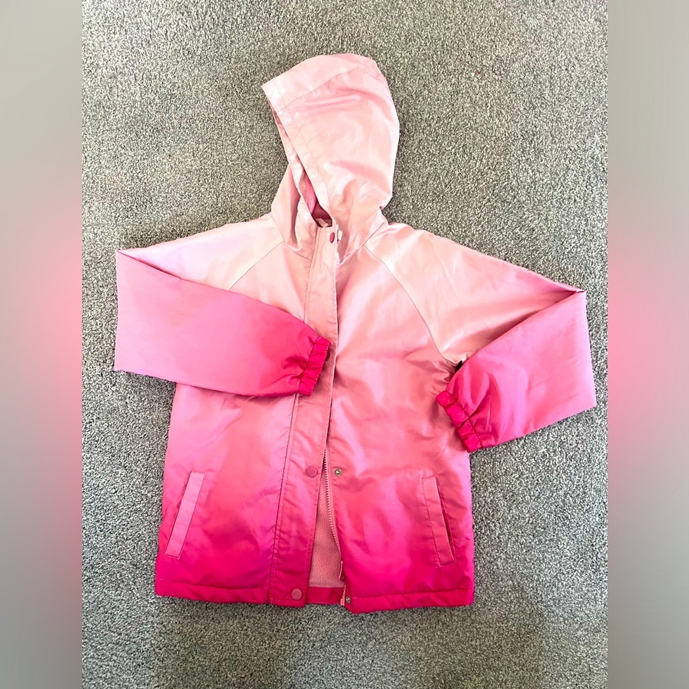 Girls pink ombré raincoat size 9-10years